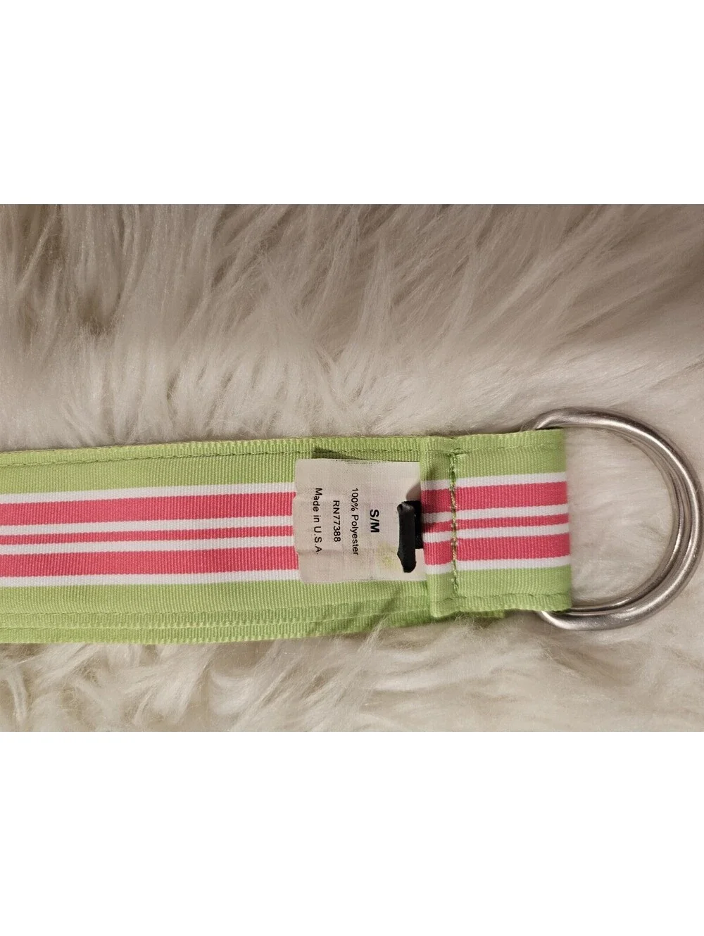 J Crew J.crew S/M Green Pink D Ring Fabric Belt Striped - Picture 4 of 4